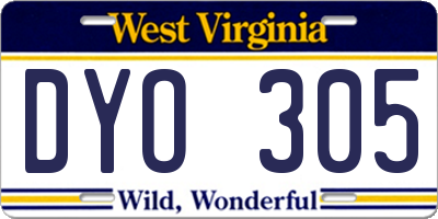 WV license plate DYO305