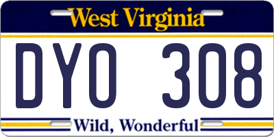 WV license plate DYO308