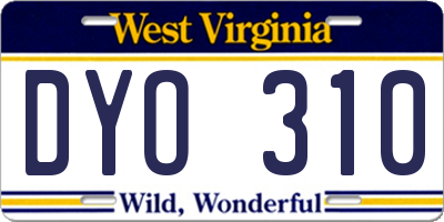 WV license plate DYO310