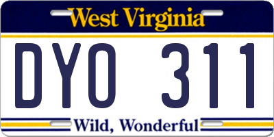 WV license plate DYO311