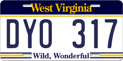 WV license plate DYO317