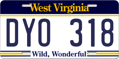 WV license plate DYO318