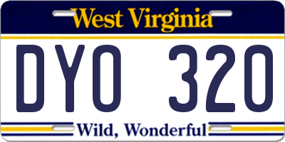 WV license plate DYO320