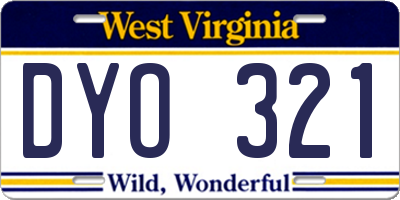 WV license plate DYO321