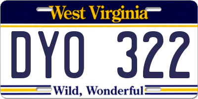 WV license plate DYO322