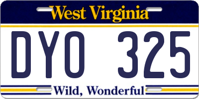 WV license plate DYO325