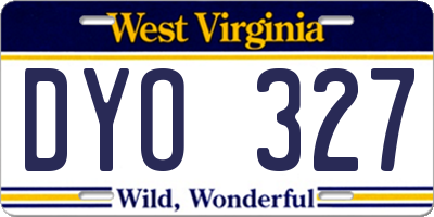 WV license plate DYO327