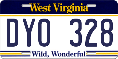 WV license plate DYO328
