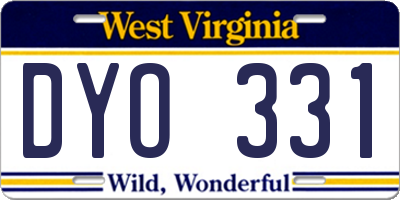 WV license plate DYO331