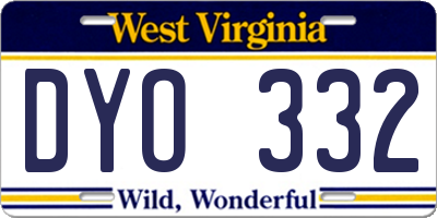 WV license plate DYO332