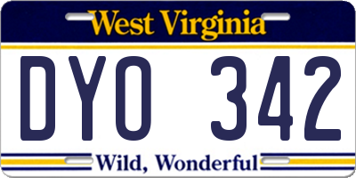 WV license plate DYO342