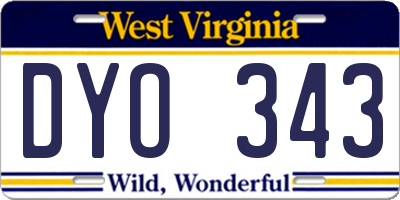 WV license plate DYO343