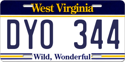 WV license plate DYO344