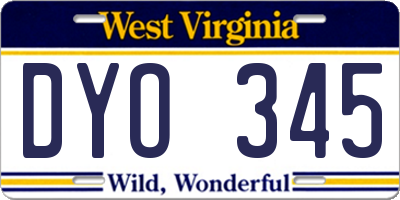WV license plate DYO345
