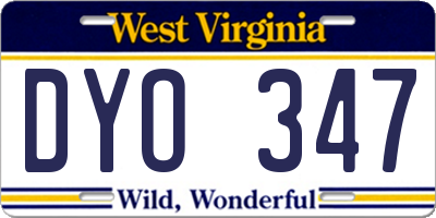 WV license plate DYO347