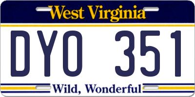 WV license plate DYO351