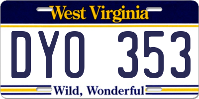 WV license plate DYO353