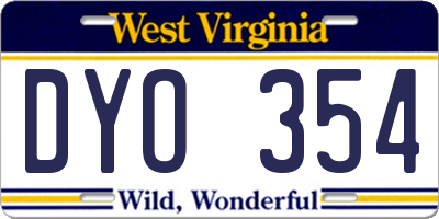 WV license plate DYO354