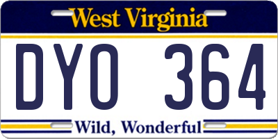 WV license plate DYO364