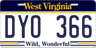 WV license plate DYO366
