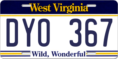 WV license plate DYO367