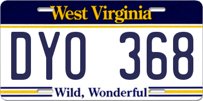WV license plate DYO368