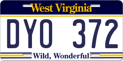 WV license plate DYO372
