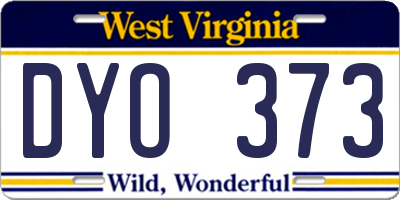 WV license plate DYO373
