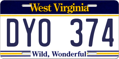 WV license plate DYO374