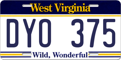 WV license plate DYO375
