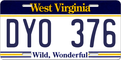 WV license plate DYO376
