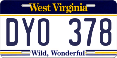WV license plate DYO378