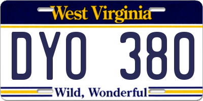 WV license plate DYO380