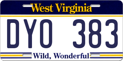 WV license plate DYO383