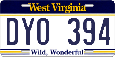 WV license plate DYO394