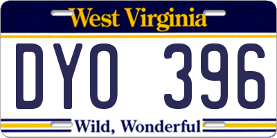 WV license plate DYO396