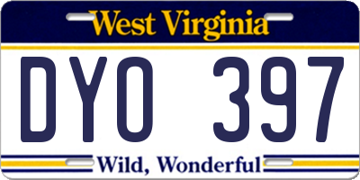 WV license plate DYO397