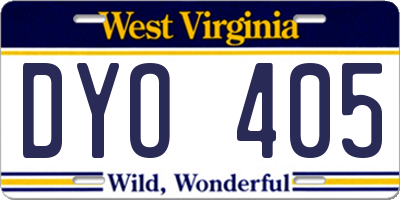 WV license plate DYO405