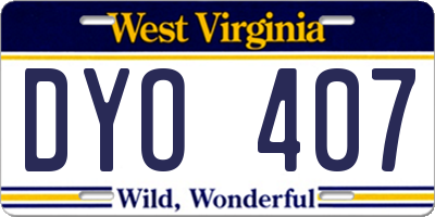 WV license plate DYO407