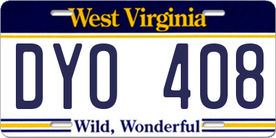 WV license plate DYO408