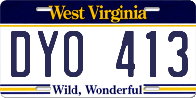 WV license plate DYO413