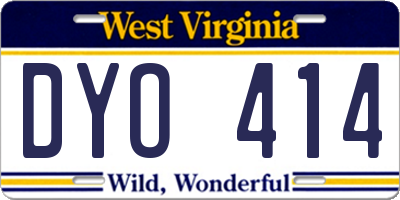 WV license plate DYO414