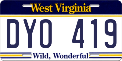 WV license plate DYO419