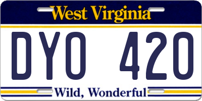 WV license plate DYO420