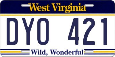 WV license plate DYO421