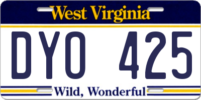 WV license plate DYO425