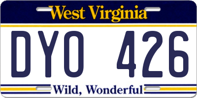 WV license plate DYO426