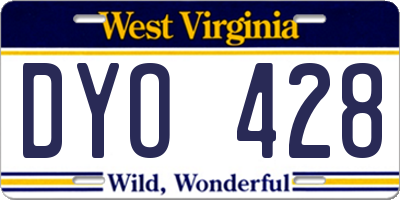 WV license plate DYO428