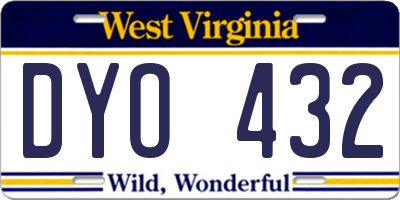 WV license plate DYO432