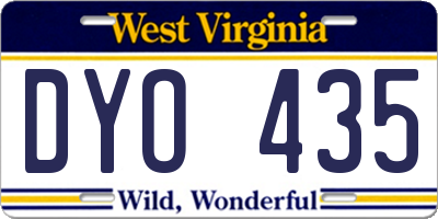WV license plate DYO435